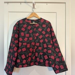 Peruvian Connection Quilt Jacket Pima Cotton Lagenlook Boho Abstract print Sz XL